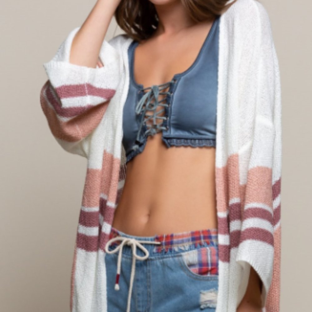🧳 NWT POL Coral Open Front - Tieback Cardigan